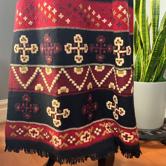 NWOT Double D Ranch Western Cowgirl Lambswool Fringe Maxi Skirt Holiday Black M - Picture 7 of 9